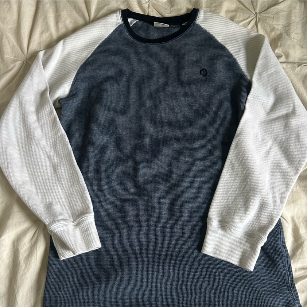 Jack & Jones Mens Navy and White Medium Textured Long-Sleeve Shirt